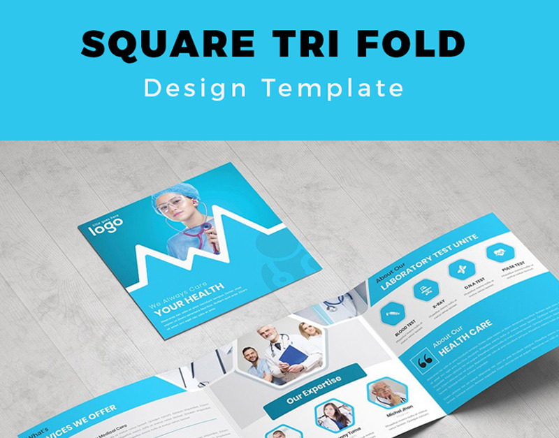 Squall Medical Square Trifold - Corporate Identity Template