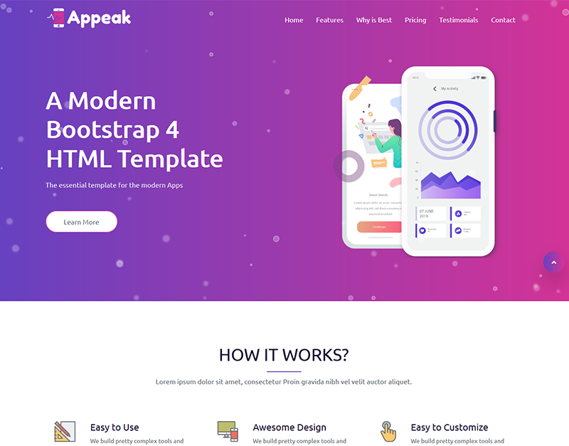 Appeak - App HTML5 Landing Page Template
by CodeGlamour