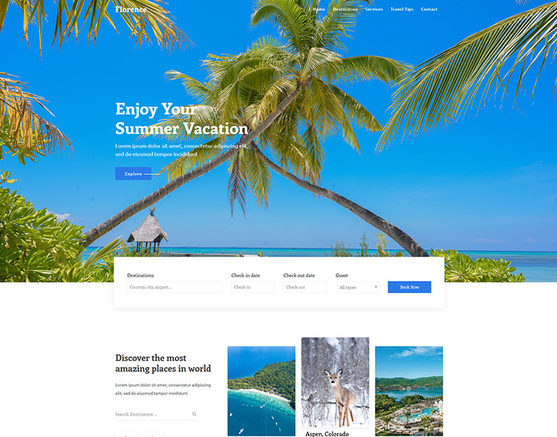 Florence - Travel Agency Parallax Landing Page Template