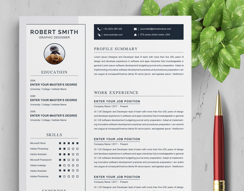 Robert Resume Template #88324 - TemplateMonster