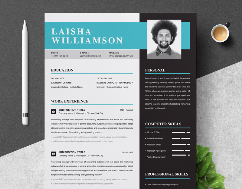 Laisha Resume Template #88692 - Templatemonster