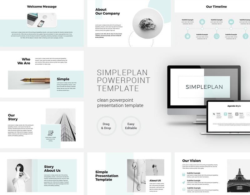 Plan simple - Modèle PowerPoint de présentation dentreprise