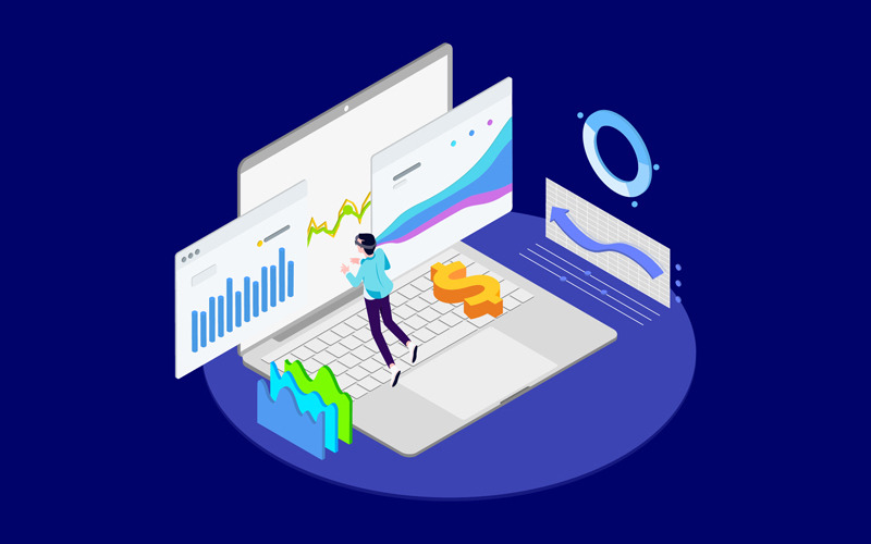 Data Analysisc with AR VR Isometric 4 - T2 - Illustration