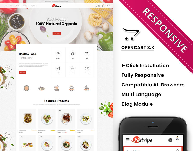 Nutripe - The Food Store OpenCart Template
by Thementic