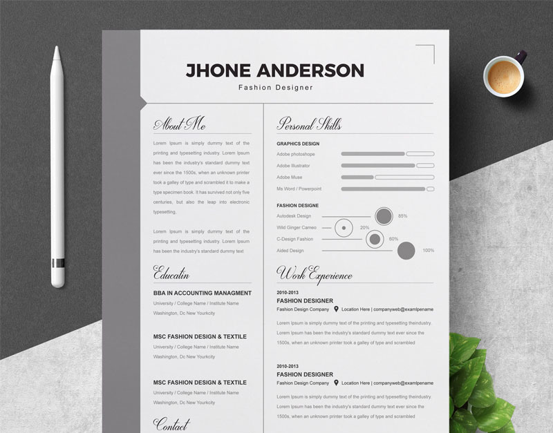 Jhone Resume Template #90607 - TemplateMonster