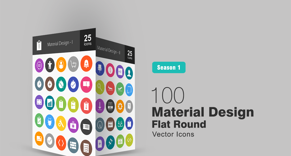 100 Material Design Flat Round Icon Set - TemplateMonster