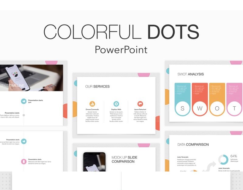 Modèle PowerPoint de points colorés #91630 - TemplateMonster