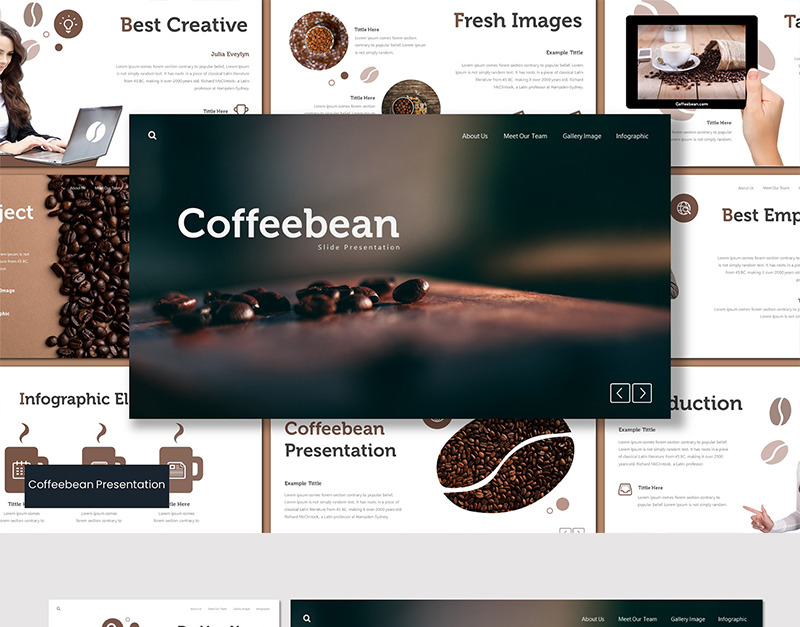 Coffebean PowerPoint template #92565 - TemplateMonster