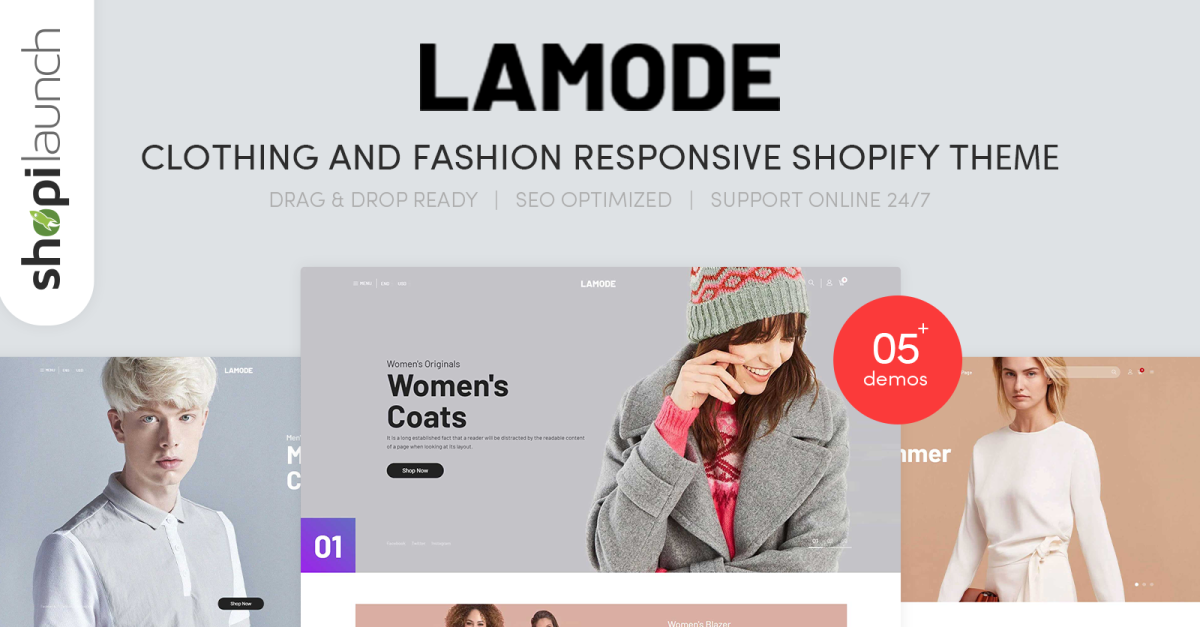 Lamode - Clothing and Fashion Responsive Shopify Theme
by ShopiLaunch