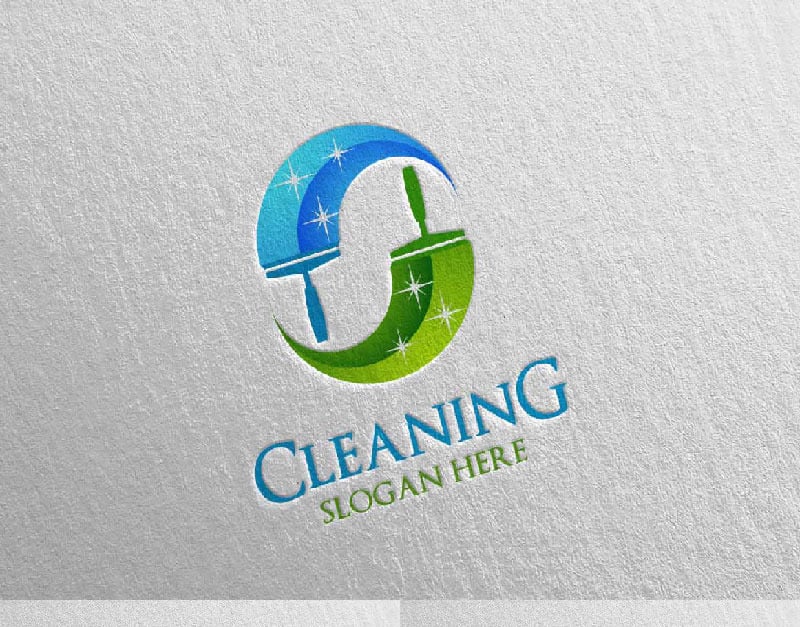 Cleaning Service with Eco Friendly 14 Logo Template