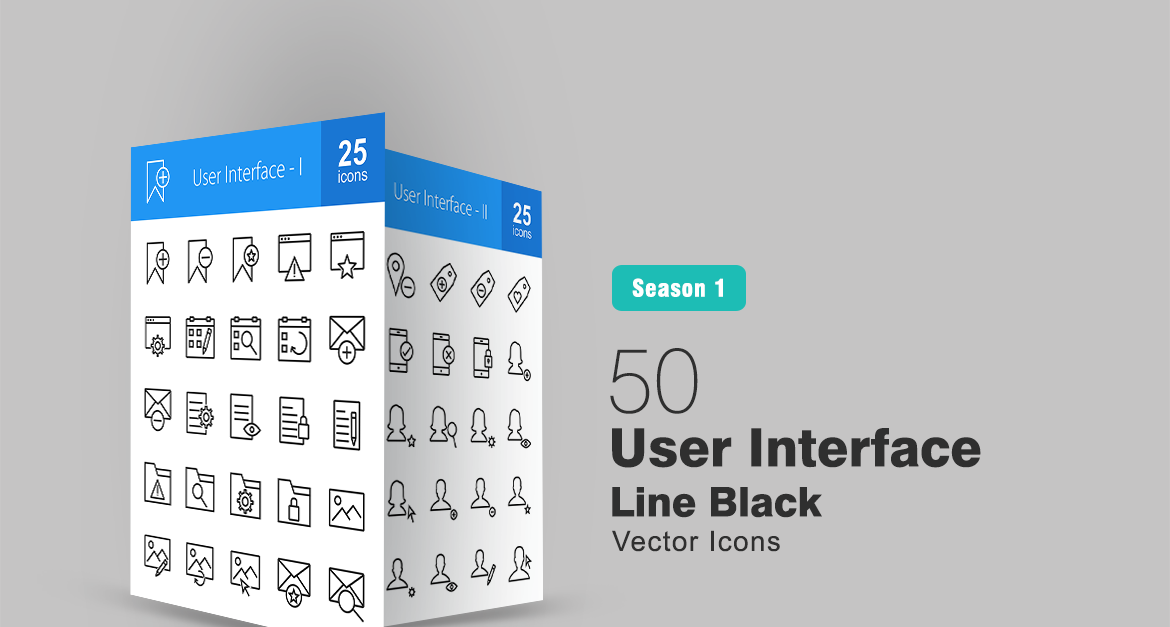 50 User Interface Line Icon Set #92824 - TemplateMonster