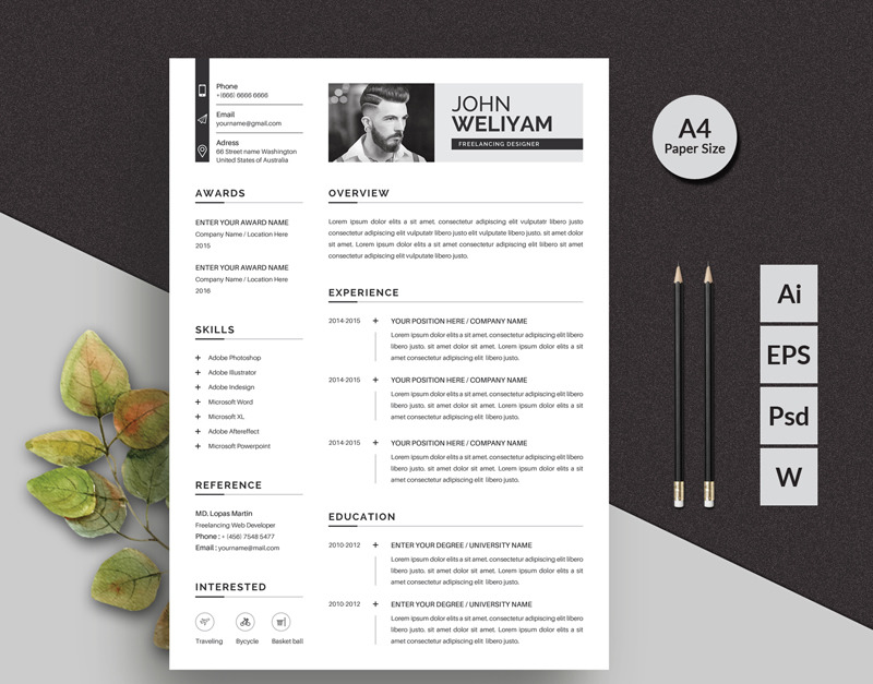 Weliyam Modern Resume Template #93290 - TemplateMonster