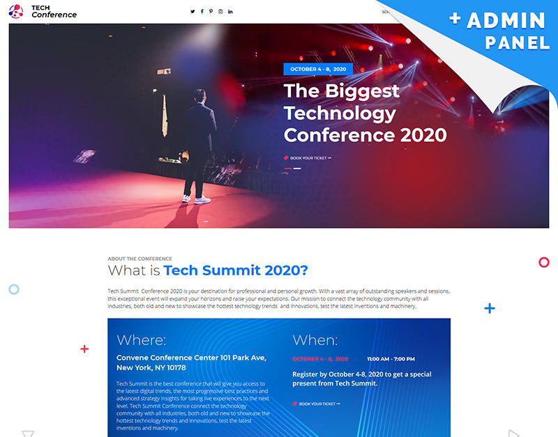 Tech Conference Landing Page Template
by MotoCMS