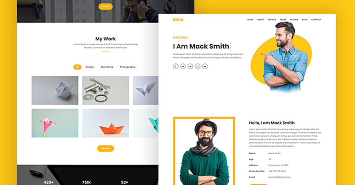 Ekla Personal Portfolio HTML Landing Page Template
by Themeplaza