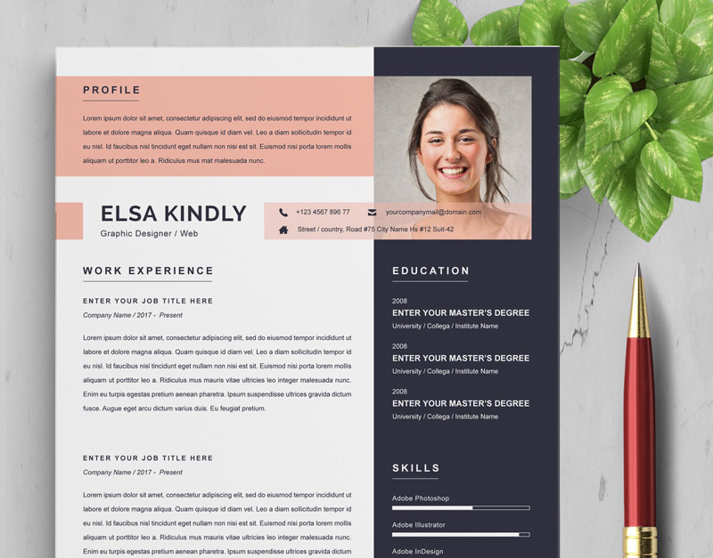 Elsa Resume Template #94551 - TemplateMonster