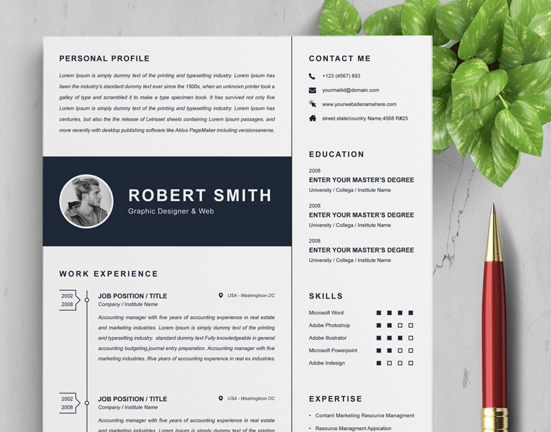 Robert Resume Template #94548 - TemplateMonster