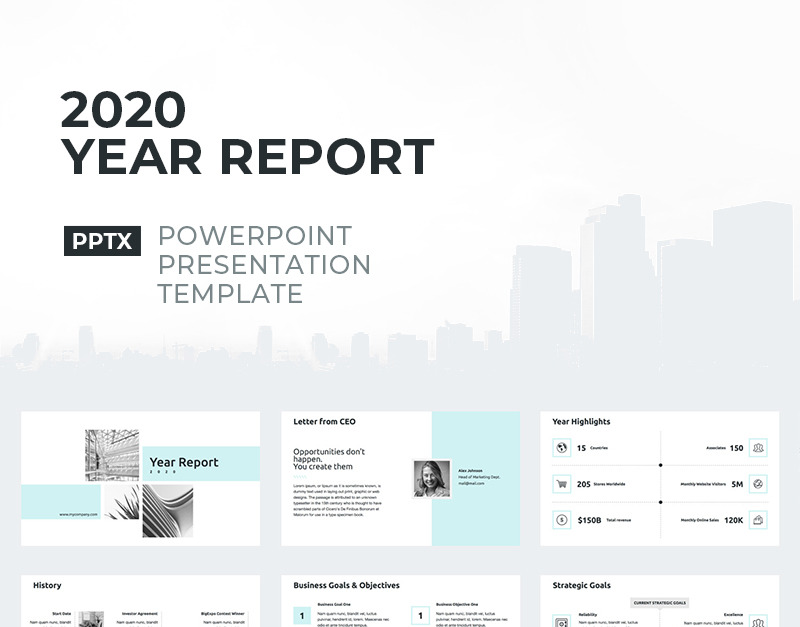 2020 Year Report PowerPoint template - TemplateMonster