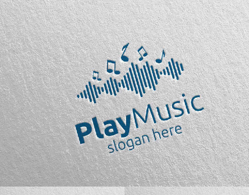 Music with Note and Play Concept 65 Logo Template