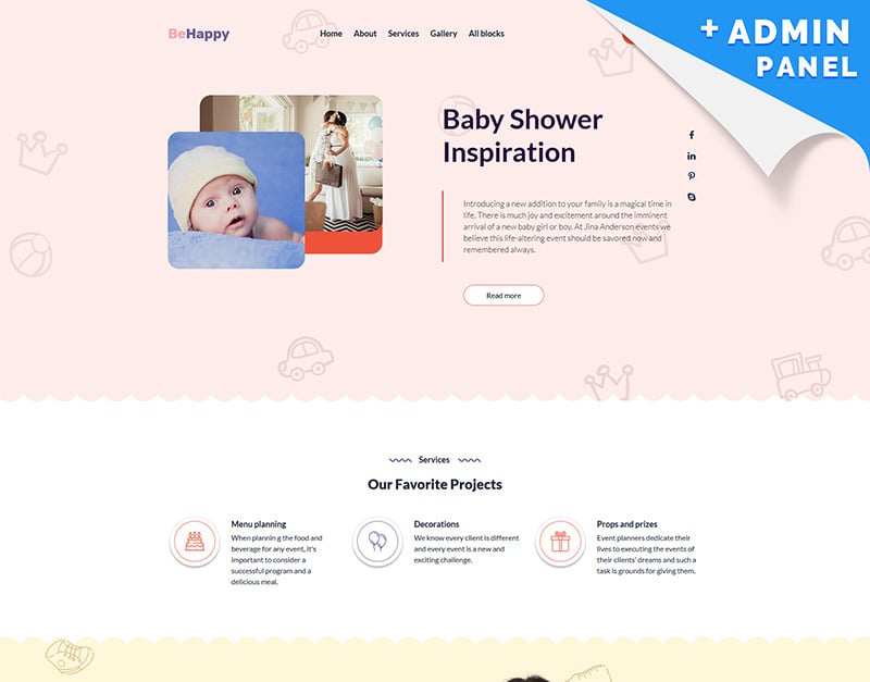 BeHappy - Baby Shower Landing Page Template
by MotoCMS