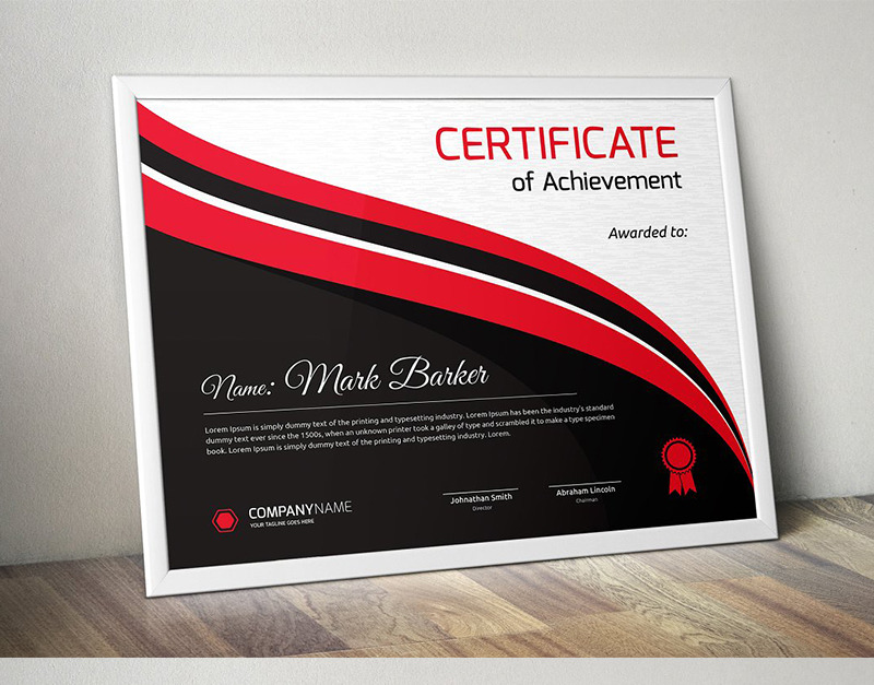 Curvy Dark Background Certificate Template - TemplateMonster