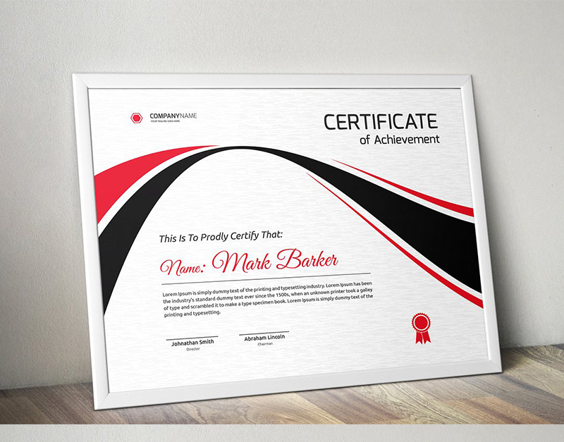 Wavy Simple Certificate Template #95920 - TemplateMonster