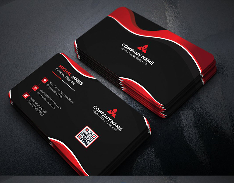 Curvy Dark Business Card - Corporate Identity Template