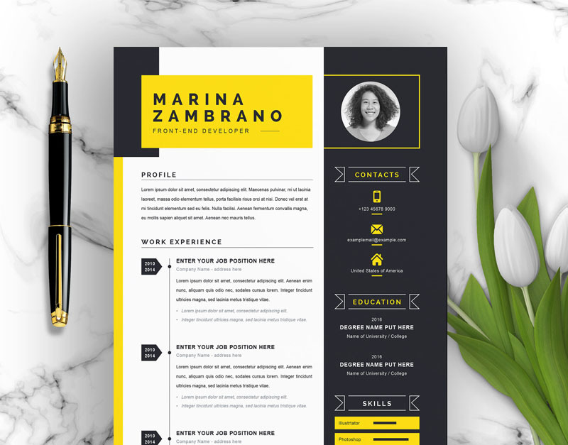 Marina Zambrano Resume Template #96776 - Templatemonster