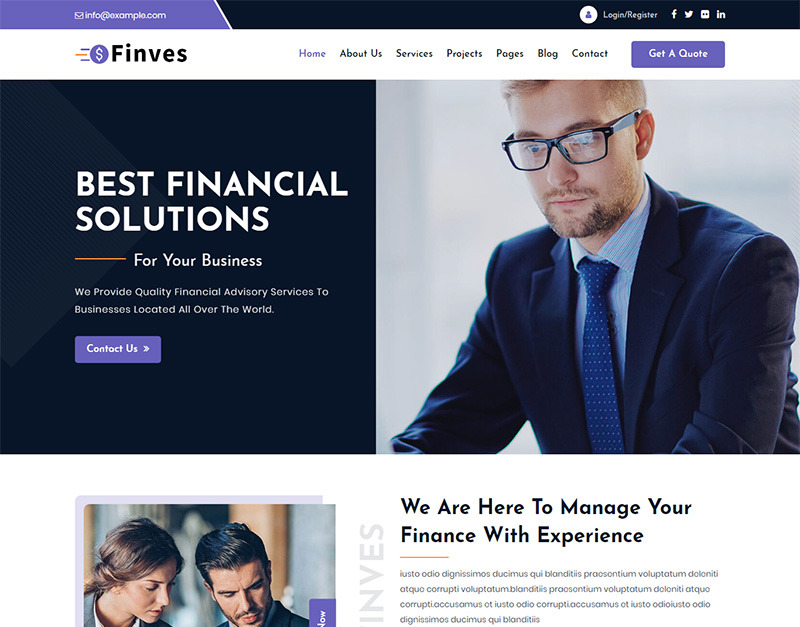 Finves - Financial Advisor Responsive HTML Website Template