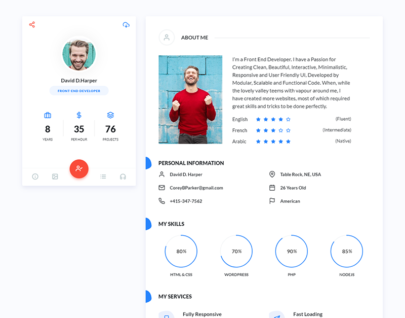 FantasyVcard - Portfolio / CV / Resume Landing Page Template
by AlaaAhmed