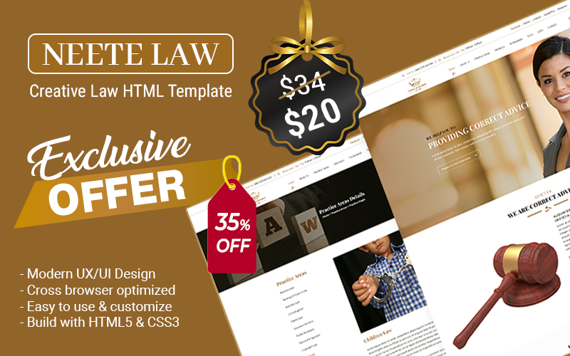 Neete - Law Responsive HTML Website Template
by ThemeClan