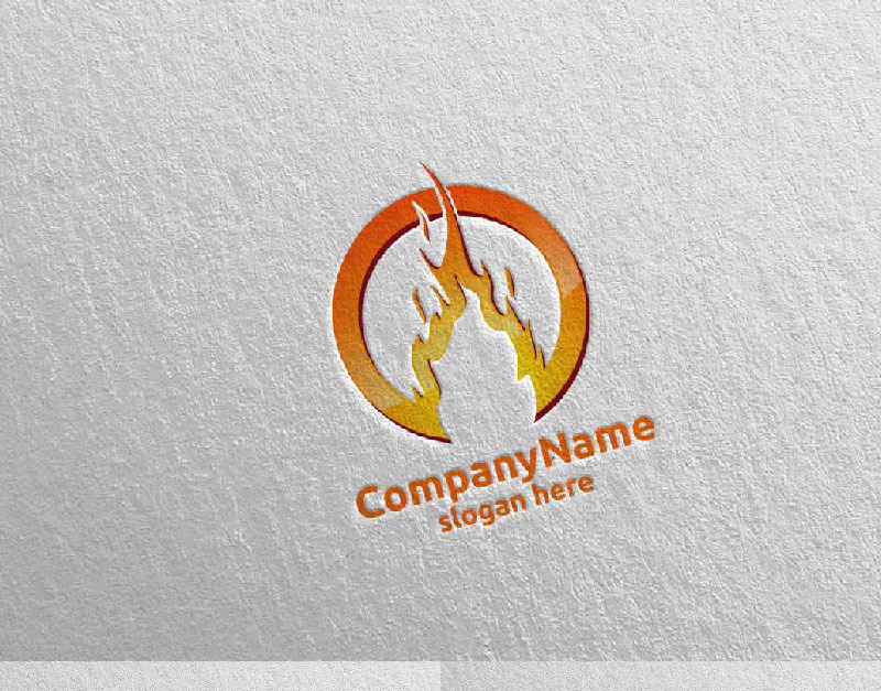 3D Fire Flame Element Design 4 Logo Template