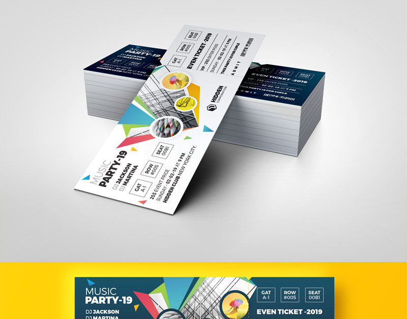 Dark Color Event Ticket - Corporate Identity Template