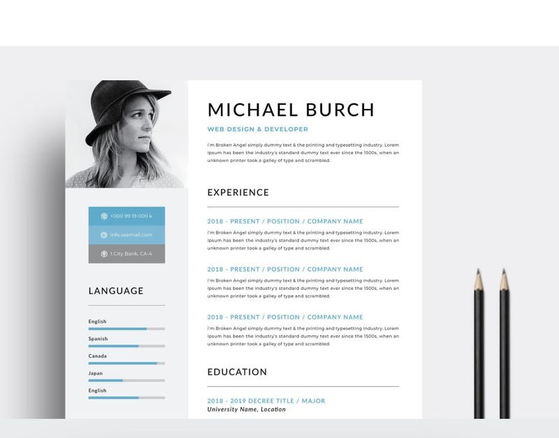 Creative Minimal Resume Template #99750 - TemplateMonster