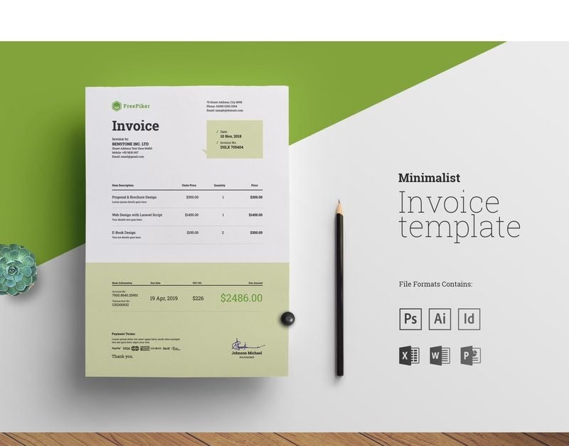 Minimalist Excel Invoice Corporate Identity Template