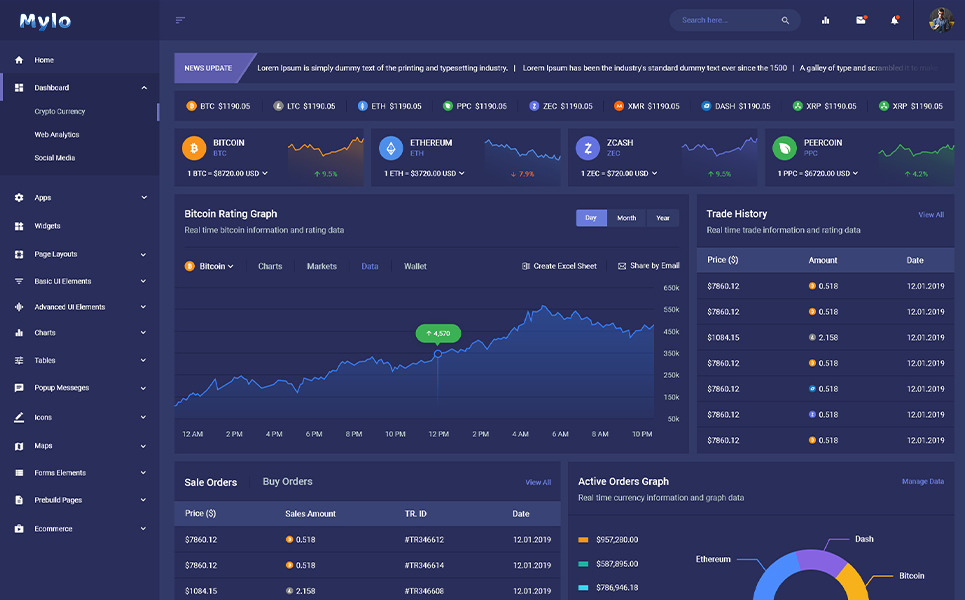Mylo | Multipurpose Bootstrap 4 Admin Template — Dow... TemplateCanyon