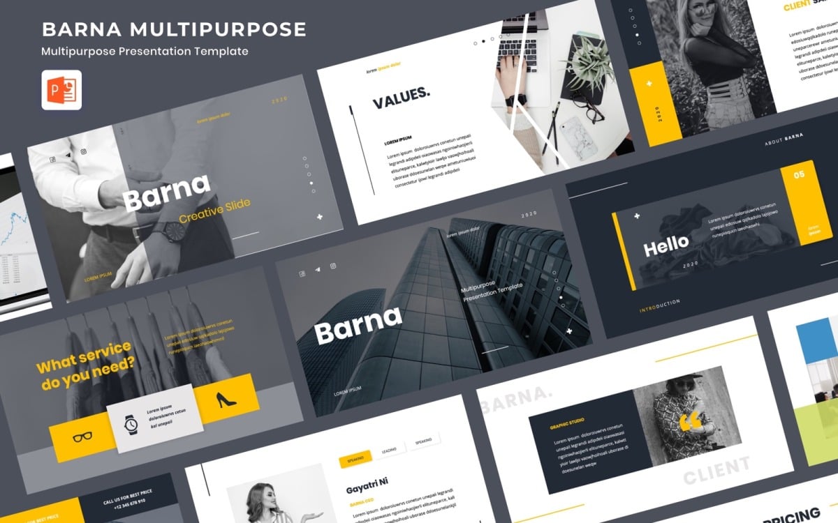 BARNA - Multipurpose PowerPoint template Throughout Price Is Right Powerpoint Template.Html