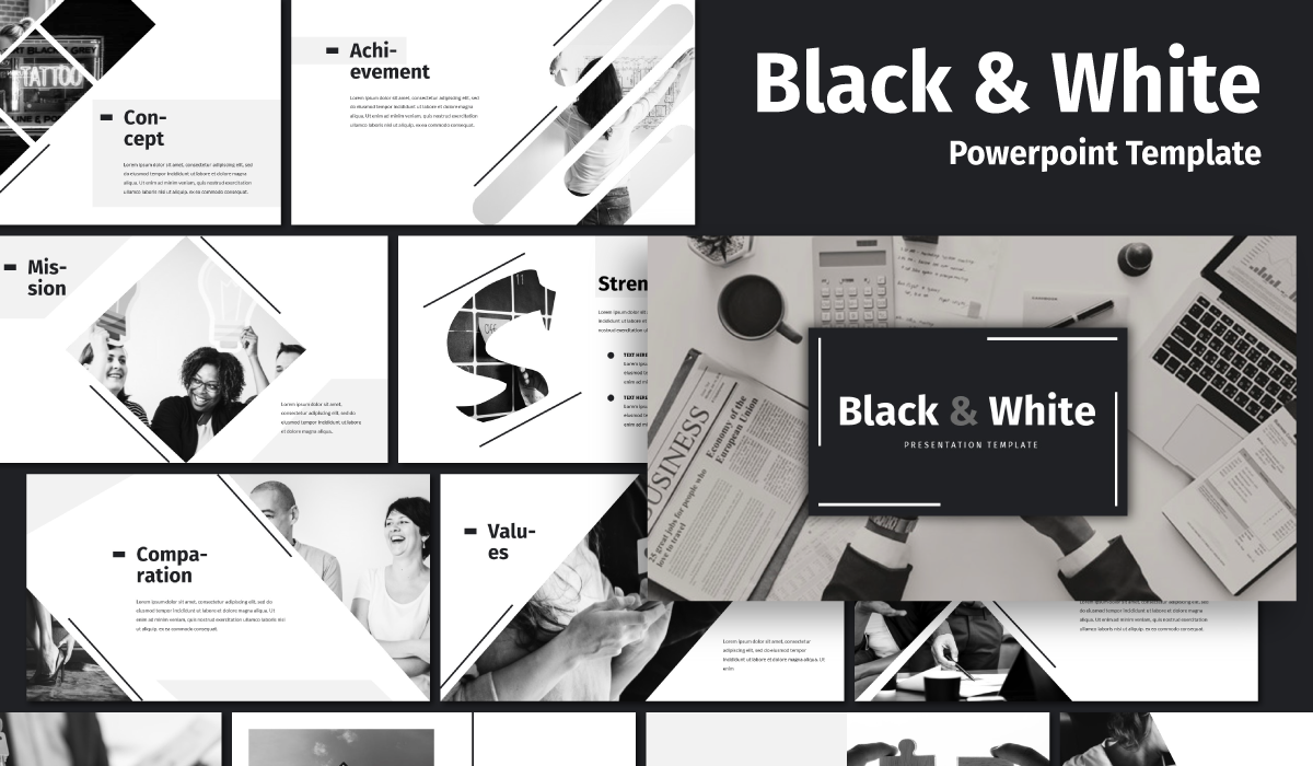 Mod le PowerPoint de noir et blanc Business