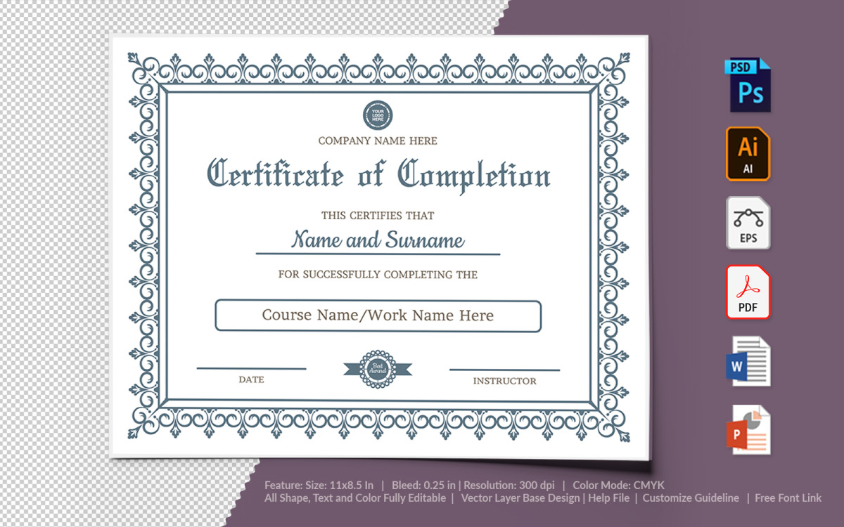 Completion Certificate Template Within Ownership Certificate Template