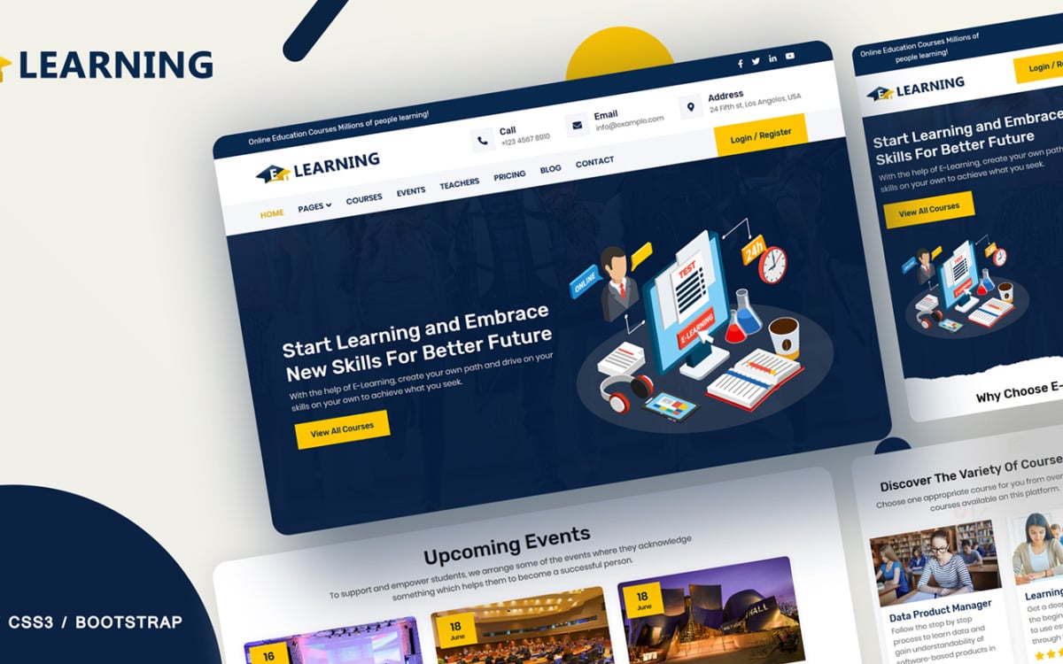 E learning Online Courses Website Template Free Download Download E 