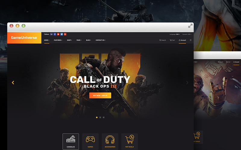 Game Store Website Template for Online Gameshops