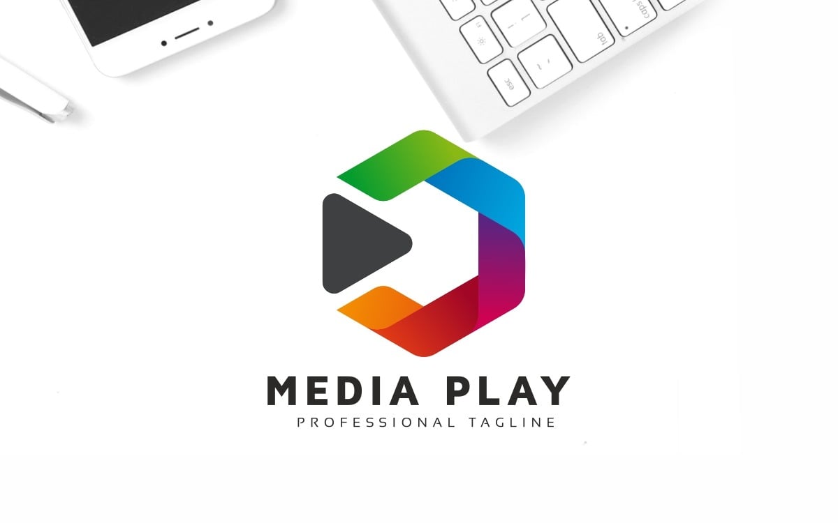 Playok Media Technology Logo Template