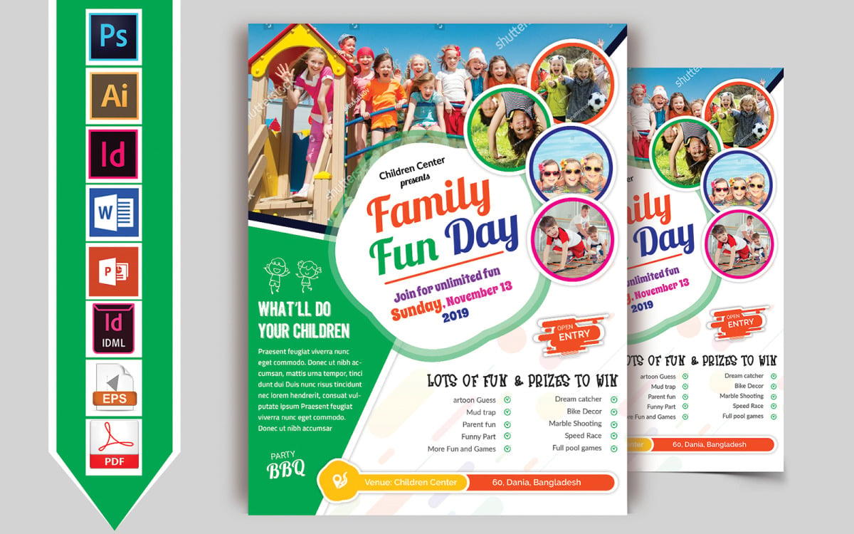 Family Fun Day Flyer Vol-22 - Corporate Identity Template With Picture Day Flyer Template