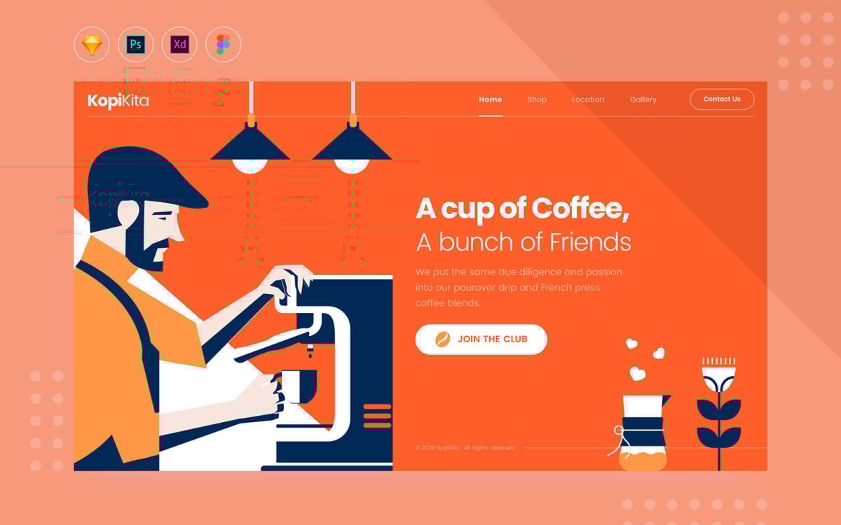 Daily.V28 Coffee Shop site Landing UI Elements