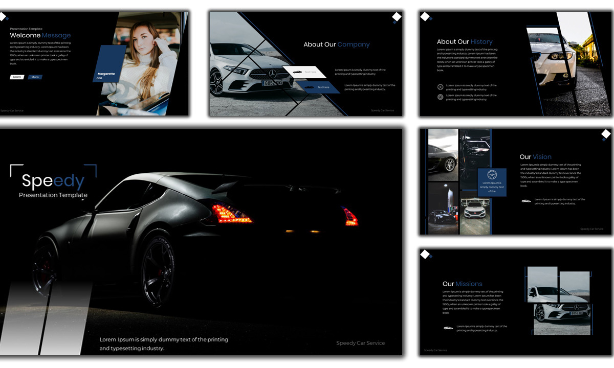 Шаблон PowerPoint Speedy Car Services - TemplateMonster