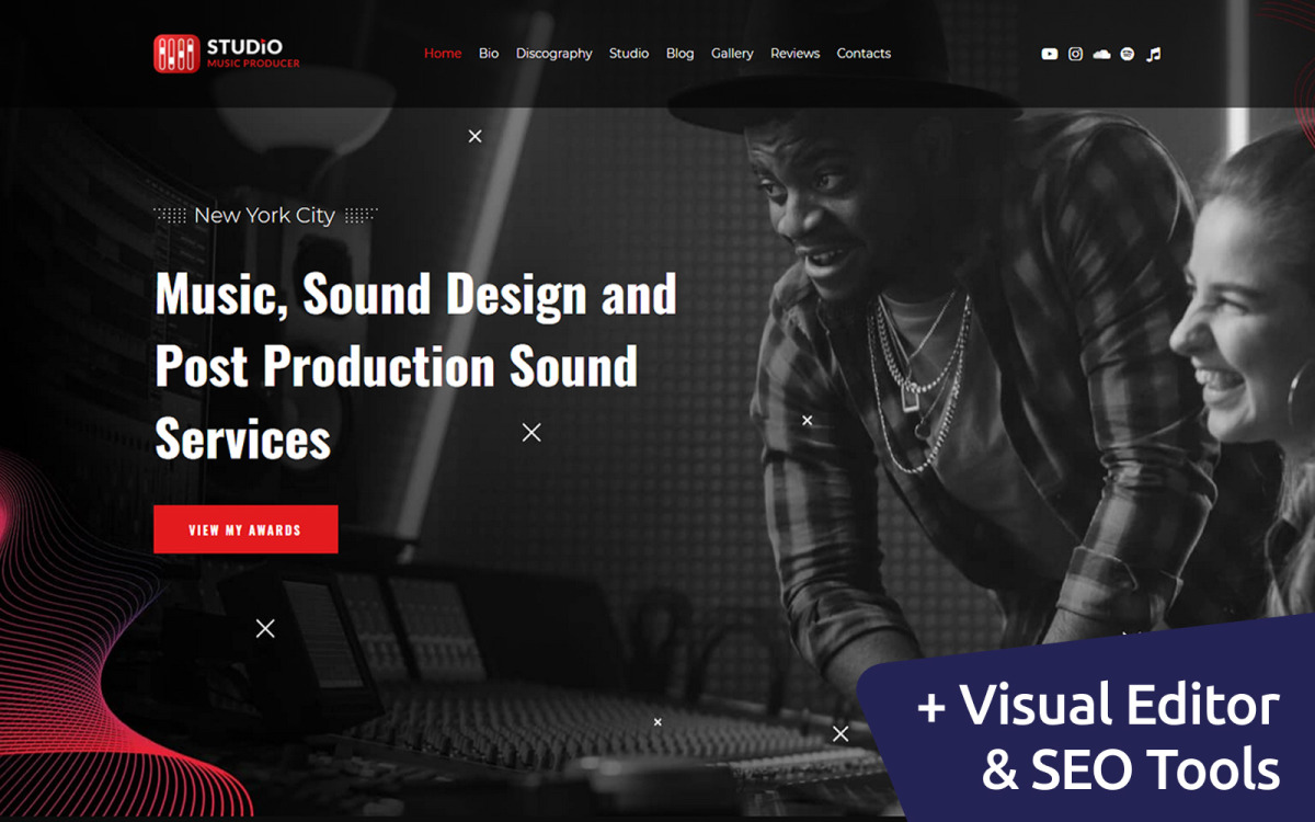 Studio - Music Producer Moto CMS 3 Template - TemplateMonster