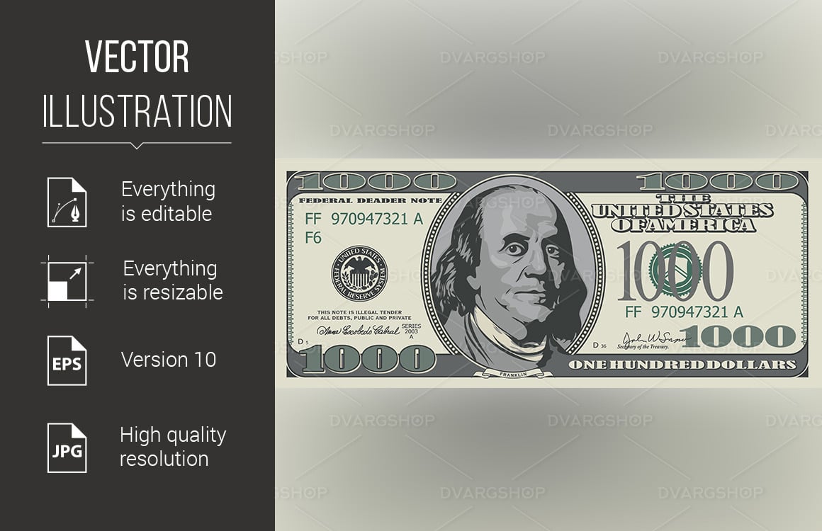 One thousand dollars Royalty Free Vector Image