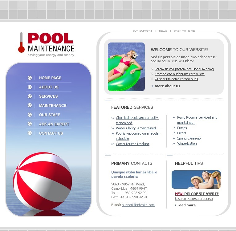 Swimming Pool Website Template #11874 TemplateMonster