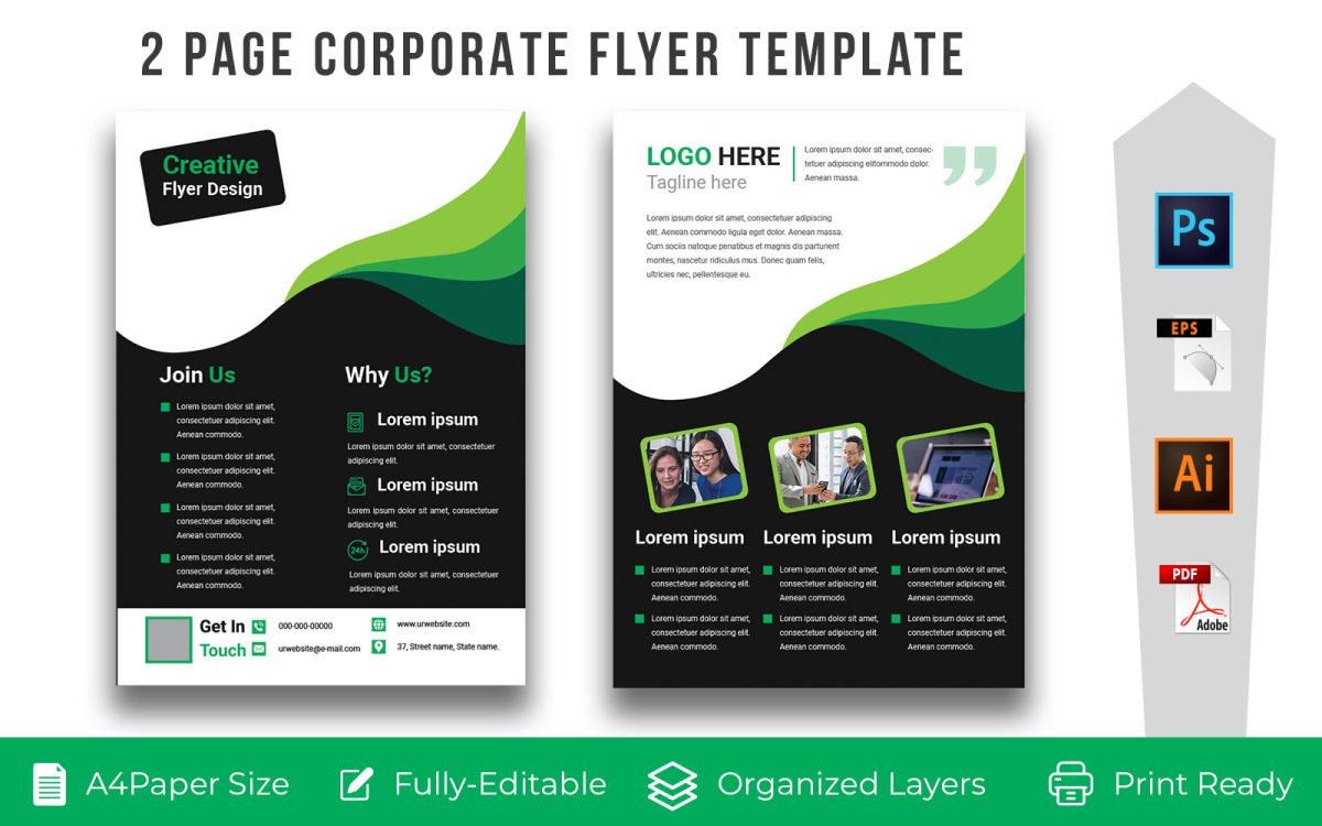 23 page Flyers Volume-23 - Corporate Identity Template Regarding 2 Page Flyer Template