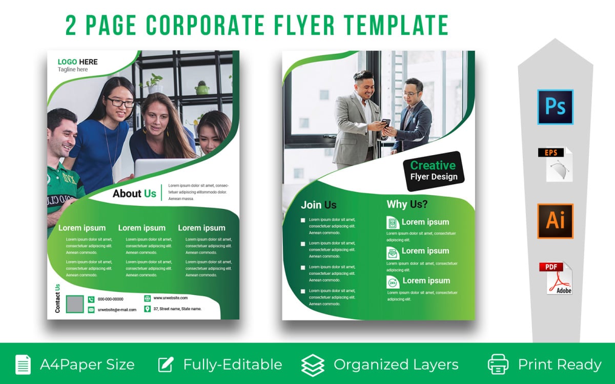 23 page Flyers Volume-23 - Corporate Identity Template Pertaining To 2 Page Flyer Template
