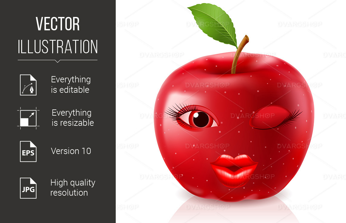 Manzana roja de dibujos animados - imagen vectorial Manzana roja de dibujos animados - imagen vectorial